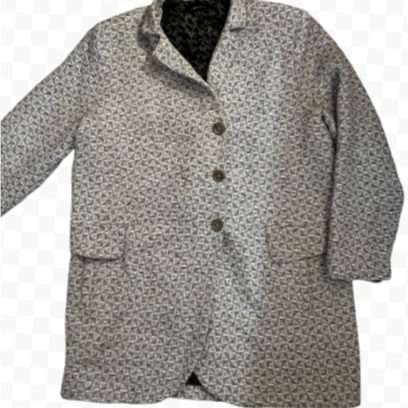 Cotelac Women Boyfriend Gray  Check Cotton Lined Blazer/Jacket Size 4 FR / US 14 - Picture 2 of 16